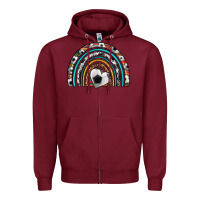 Burgundy soccer rainbow Zipper Hoodie - Artiststas