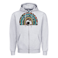 Heather Grey soccer rainbow Zipper Hoodie - Artiststas