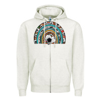 Oatmeal Heather soccer rainbow Zipper Hoodie - Artiststas