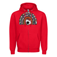Red soccer rainbow Zipper Hoodie - Artiststas