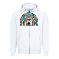 White soccer rainbow Zipper Hoodie - Artiststas