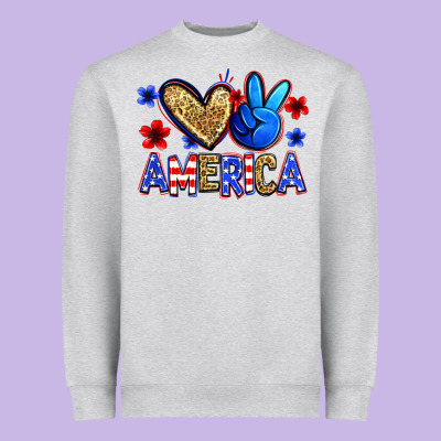 Peace Love America Heavyweight Sweatshirt Designed By Zillion Design Studio