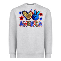 Heather Grey peace love america Heavyweight Sweatshirt - Zillion Design Studio