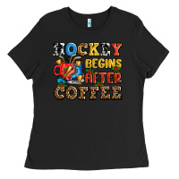 Black hockey begins after coffee ado Ladies Tee - AdoDesignShop