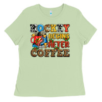 Matcha hockey begins after coffee ado Ladies Tee - AdoDesignShop
