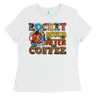 White hockey begins after coffee ado Ladies Tee - AdoDesignShop
