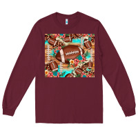 Burgundy football leopard cowhide Long Sleeve Tee - JahusDesignShop