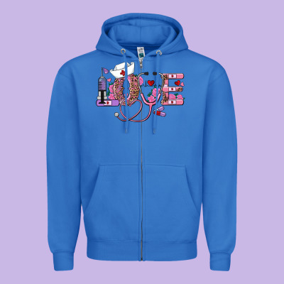 Valentine's Day Nurse Love Zipper Hoodie Designed By Adodesignshop