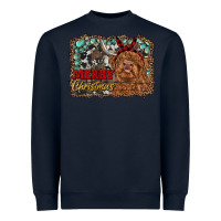 Navy merry christmas highland cow Heavyweight Sweatshirt - RanaPortraitStore
