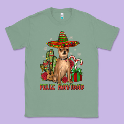 Chihuahua Feliz Navidad Classic Tee Designed By Jahusdesignshop