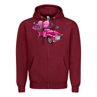 Burgundy truck with hearts Zipper Hoodie - AdoDesignShop