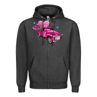 Charcoal Heather truck with hearts Zipper Hoodie - AdoDesignShop
