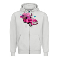 Dove Grey truck with hearts Zipper Hoodie - AdoDesignShop