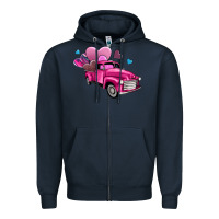 Truck With Hearts Zipper Hoodie | Teevron
