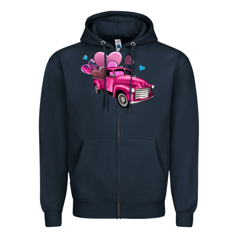 Truck With Hearts Zipper Hoodie by AdoDesignShop | Teevron