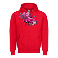 Red truck with hearts Zipper Hoodie - AdoDesignShop