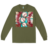 Army Green baseball leopard cowhide turquoise Long Sleeve Tee - JahusDesignShop