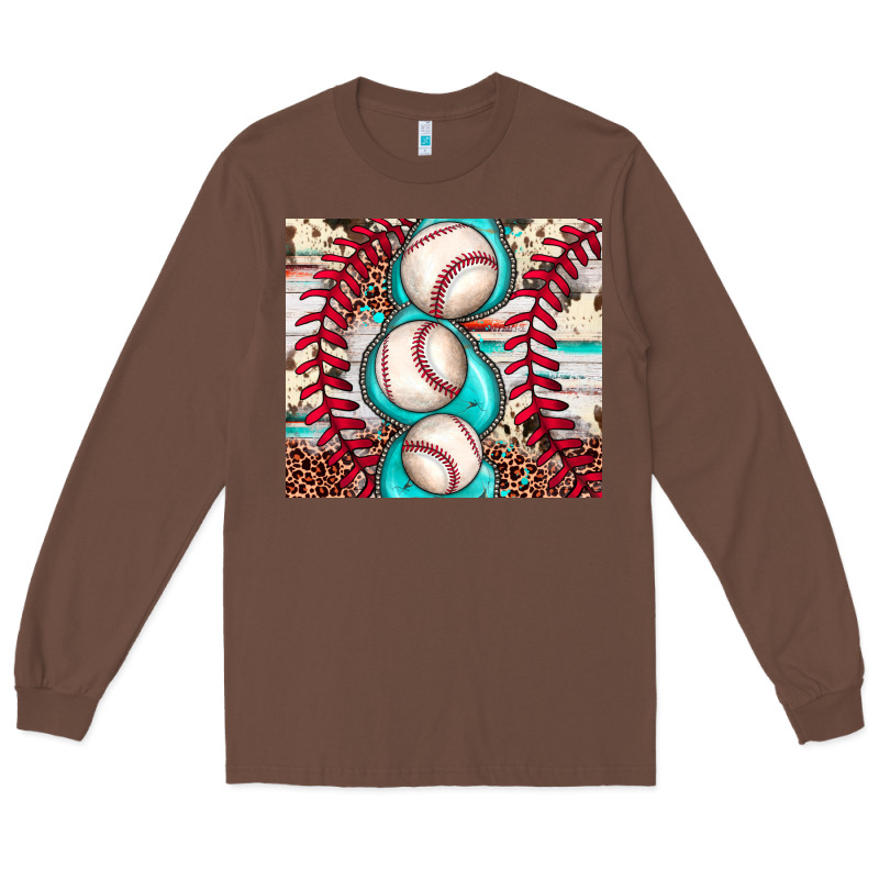 Baseball Leopard Cowhide Turquoise Long Sleeve Tee by JahusDesignShop | Teevron