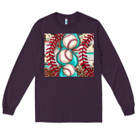 Plum baseball leopard cowhide turquoise Long Sleeve Tee - JahusDesignShop