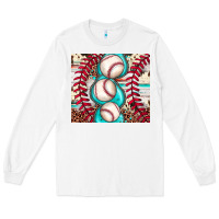 White baseball leopard cowhide turquoise Long Sleeve Tee - JahusDesignShop