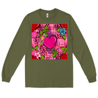 Army Green valentines day flower heart with leopard seamless pattern Long Sleeve Tee - BundleAndBundleShop