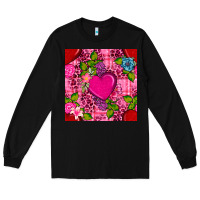 Black valentines day flower heart with leopard seamless pattern Long Sleeve Tee - BundleAndBundleShop