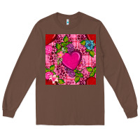 Chestnut valentines day flower heart with leopard seamless pattern Long Sleeve Tee - BundleAndBundleShop