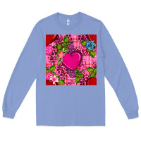 Colony Blue valentines day flower heart with leopard seamless pattern Long Sleeve Tee - BundleAndBundleShop