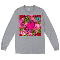 Heather Grey valentines day flower heart with leopard seamless pattern Long Sleeve Tee - BundleAndBundleShop