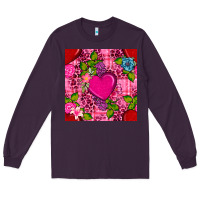 Plum valentines day flower heart with leopard seamless pattern Long Sleeve Tee - BundleAndBundleShop