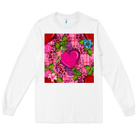 White valentines day flower heart with leopard seamless pattern Long Sleeve Tee - BundleAndBundleShop