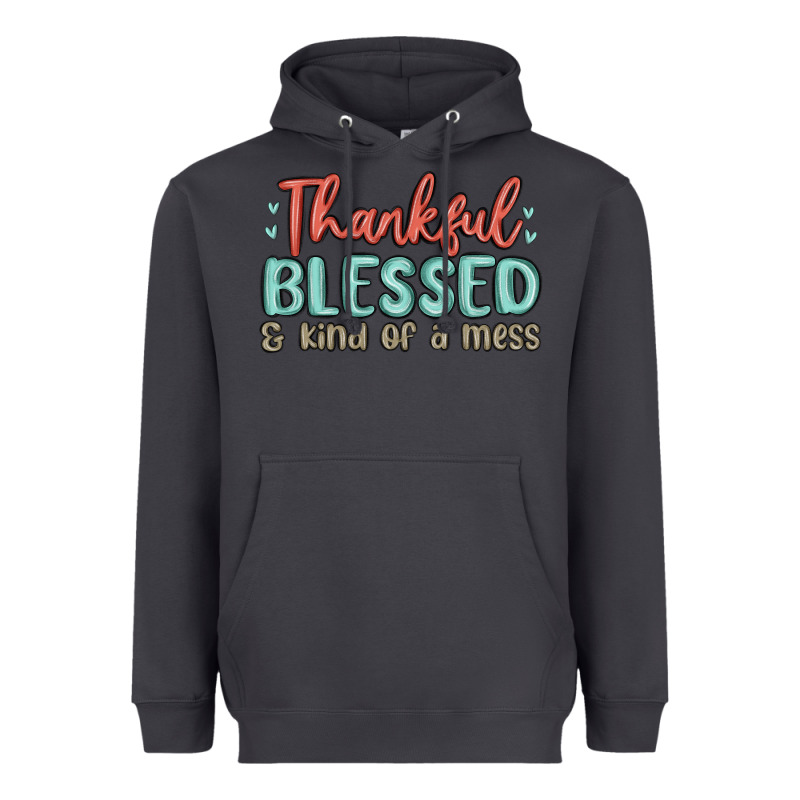 Thankful Blessed And Kind Of A Mess Heavyweight Hoodie by MaliasSmallBusiness | Teevron