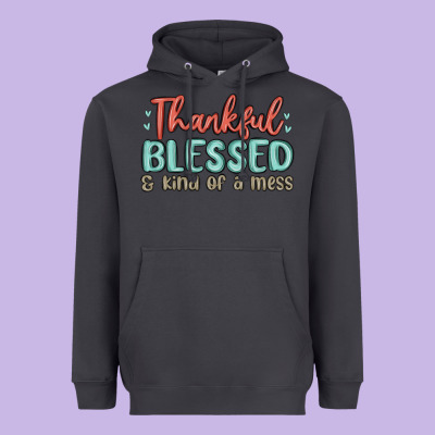 Thankful Blessed And Kind Of A Mess Heavyweight Hoodie Designed By Maliassmallbusiness