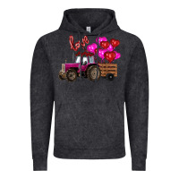Vintage Black valentine's day pink tractor with pin heart balloons Vintage Hoodie - RanaPortraitStore
