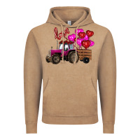 Vintage Coffee valentine's day pink tractor with pin heart balloons Vintage Hoodie - RanaPortraitStore