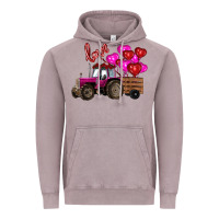 Vintage Zinc valentine's day pink tractor with pin heart balloons Vintage Hoodie - RanaPortraitStore