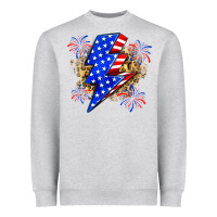 Heather Grey American lightning bolt Heavyweight Sweatshirt - Zillion Design Studio