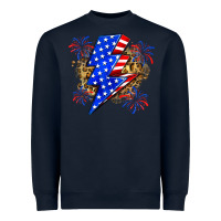 Navy American lightning bolt Heavyweight Sweatshirt - Zillion Design Studio