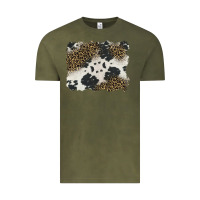 Vintage Olive black and white cowhide background Vintage Tee - BarkalooDesign