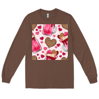 Chestnut valentines day milkshake seamless pattern Long Sleeve Tee - BundleAndBundleShop
