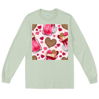Matcha valentines day milkshake seamless pattern Long Sleeve Tee - BundleAndBundleShop