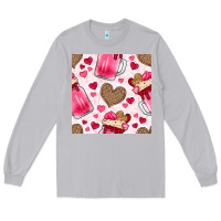 Moon Dust valentines day milkshake seamless pattern Long Sleeve Tee - BundleAndBundleShop