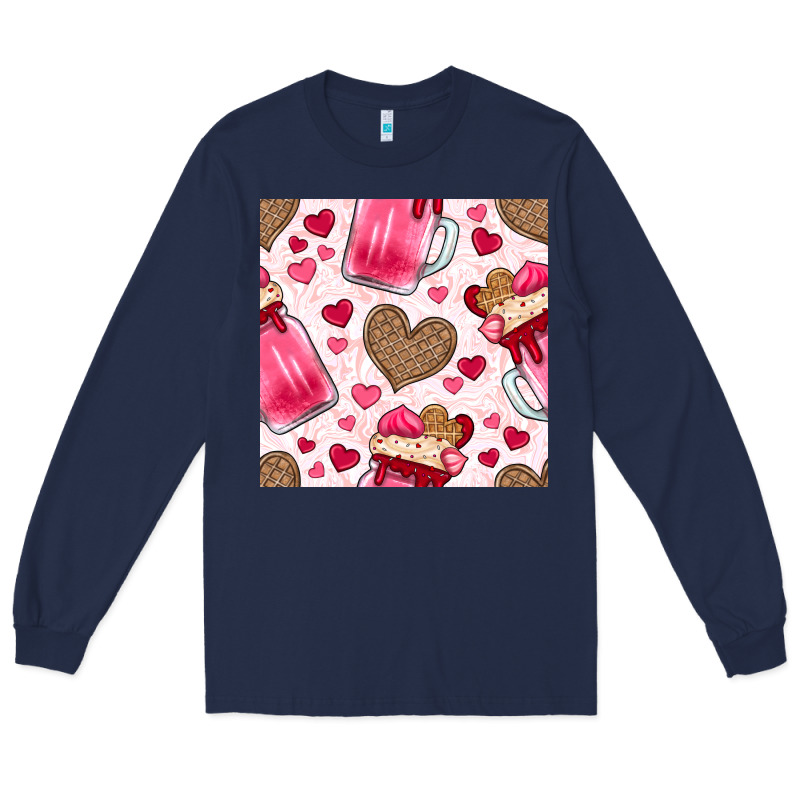 Valentines Day Milkshake Seamless Pattern Long Sleeve Tee by BundleAndBundleShop | Teevron