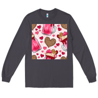 Smoke valentines day milkshake seamless pattern Long Sleeve Tee - BundleAndBundleShop