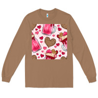 Toasted Coconut valentines day milkshake seamless pattern Long Sleeve Tee - BundleAndBundleShop
