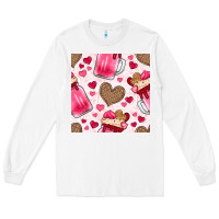 White valentines day milkshake seamless pattern Long Sleeve Tee - BundleAndBundleShop