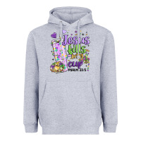 Heather Grey mardi gras jesus fills my cup Heavyweight Hoodie - MaliasSmallBusiness