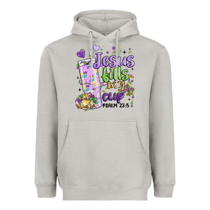Mardi Gras Jesus Fills My Cup Heavyweight Hoodie by MaliasSmallBusiness | Teevron