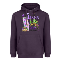 Plum mardi gras jesus fills my cup Heavyweight Hoodie - MaliasSmallBusiness