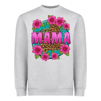 Heather Grey mama leopard background Heavyweight Sweatshirt - texasbilliewilder